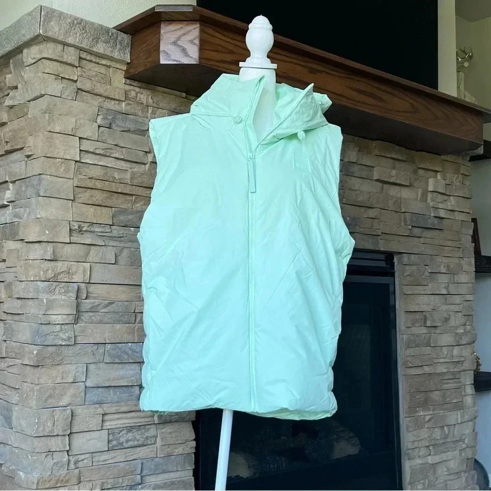NWT Rains Loop Vest Waterproof, Windproof Hood Mineral Green Large Full Zip